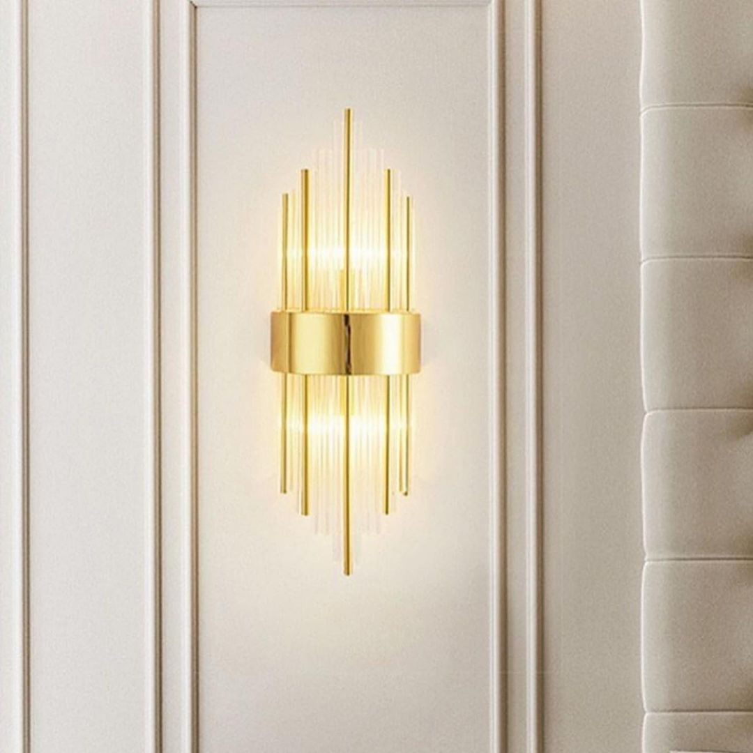 Art Deco Wall Sconce with Gold Finish and Glass Tubes