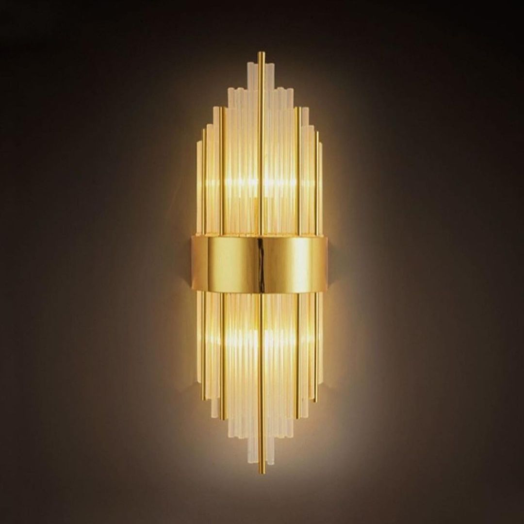 Art Deco Wall Sconce with Gold Finish and Glass Tubes