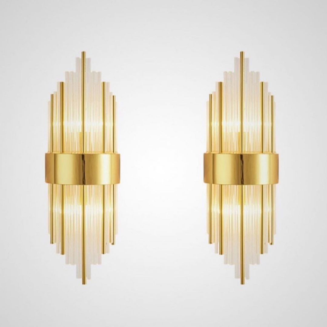 Art Deco Wall Sconce with Gold Finish and Glass Tubes