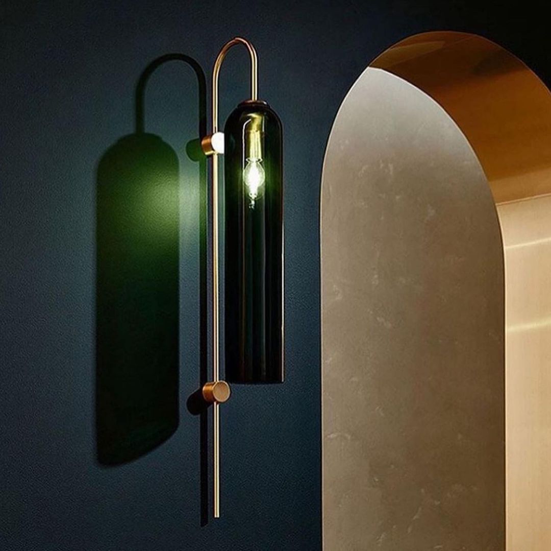 Modern Wall Light with Cylindrical Glass Shade