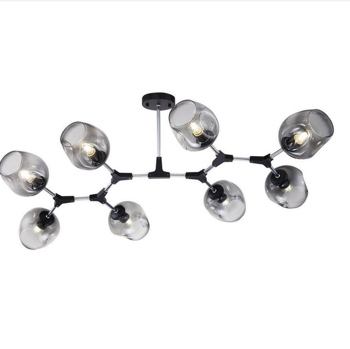 Modern Branch-Style Ceiling Light with Smoky Glass Shades