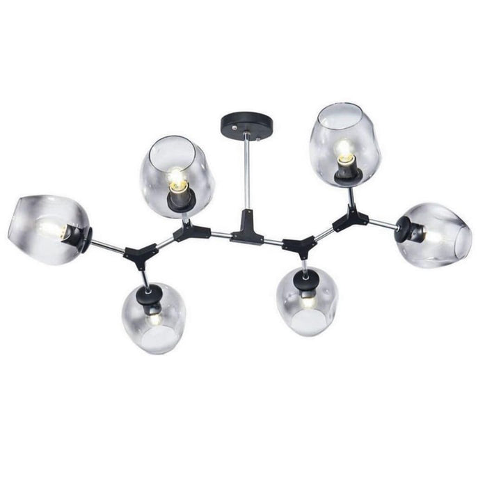 Modern Branch-Style Ceiling Light with Smoky Glass Shades