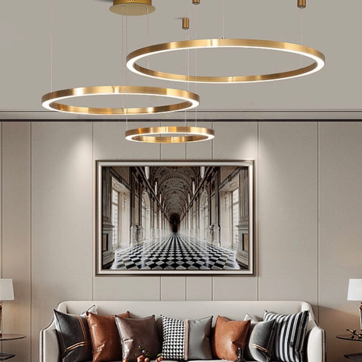 Modern LED Ring Chandelier with Gold Finish