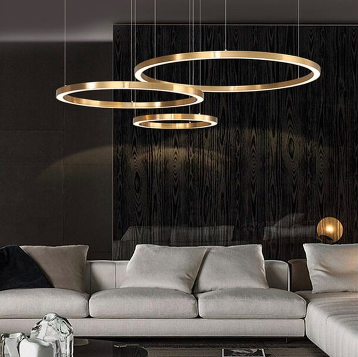 Modern LED Ring Chandelier with Gold Finish