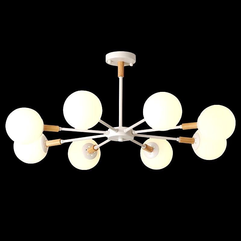 Scandinavian Chandelier with White Globe Shades