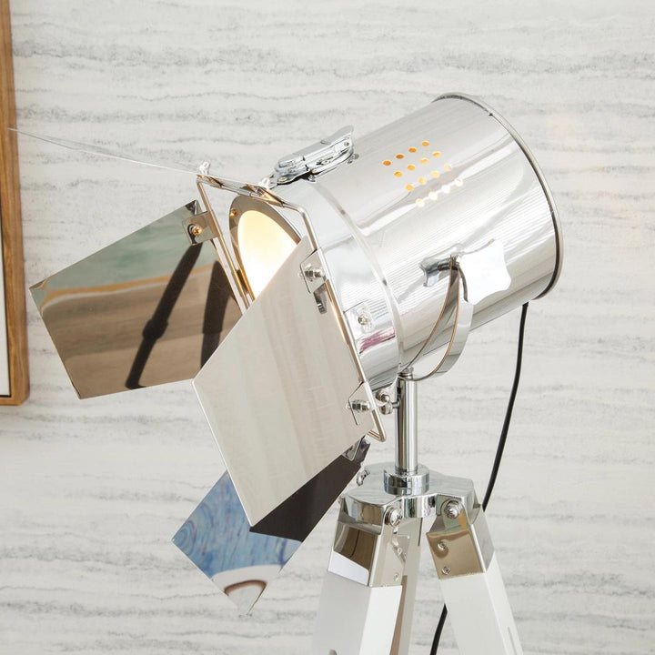 Studio Tripod Floor Lamp – White & Chrome