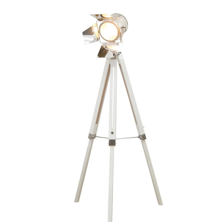 Studio Tripod Floor Lamp – White & Chrome
