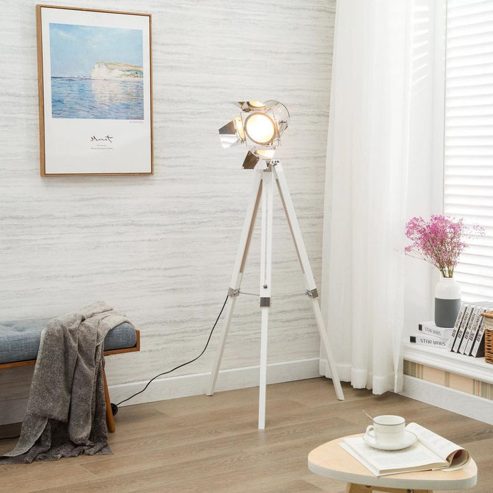 Studio Tripod Floor Lamp – White & Chrome