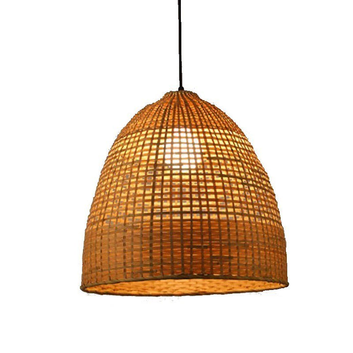 Rustic Pendant Light Set with Woven Rattan Shades