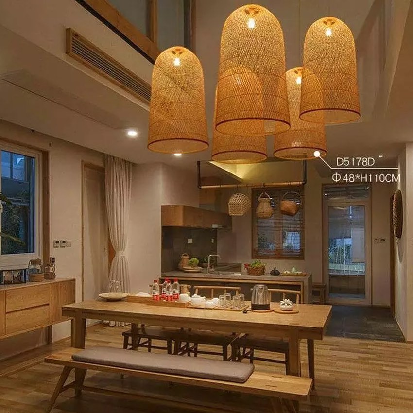 Rustic Woven Rattan Pendant Light Cluster