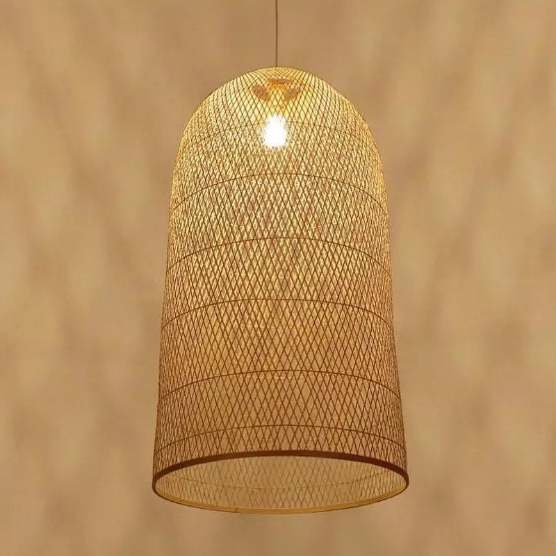 Rustic Woven Rattan Pendant Light Cluster