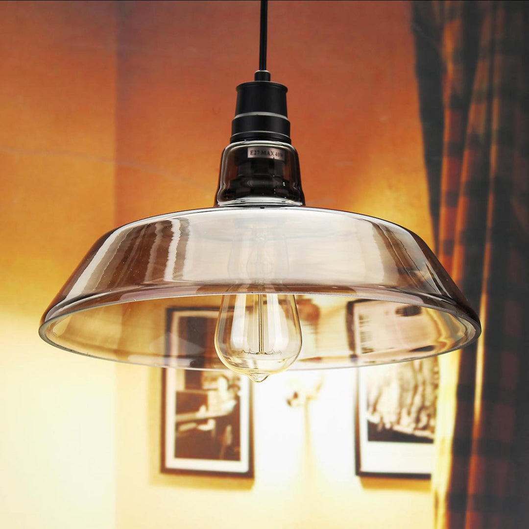 Industrial Pendant Light with Glass Shade