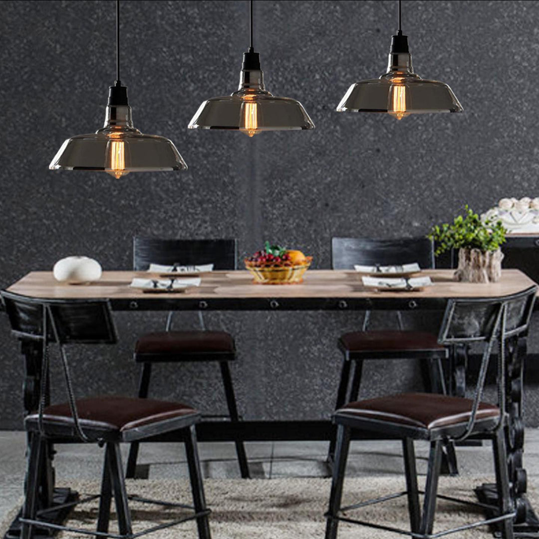 Industrial Pendant Light with Glass Shade