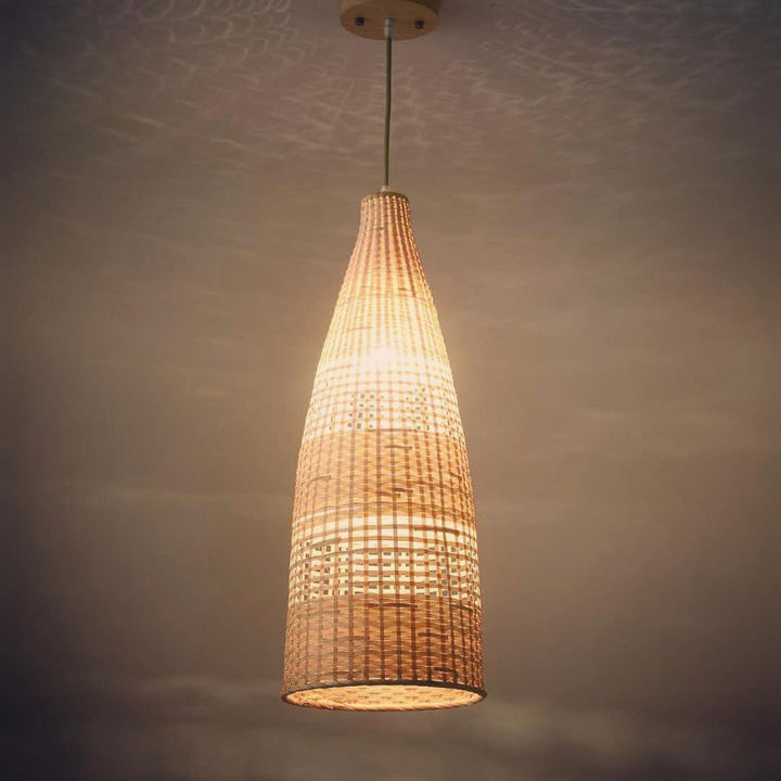 Rustic Pendant Light with Woven Bamboo Design