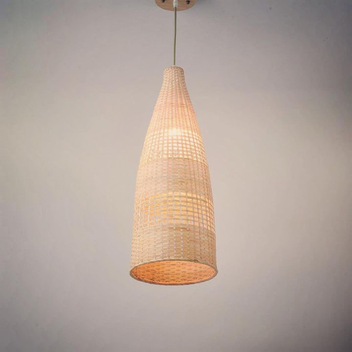 Rustic Pendant Light with Woven Bamboo Design