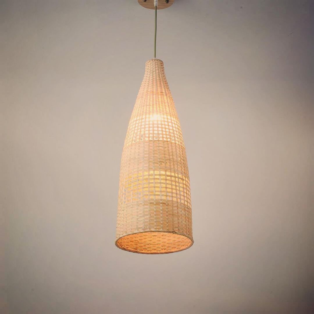 Rustic Pendant Light with Woven Bamboo Design