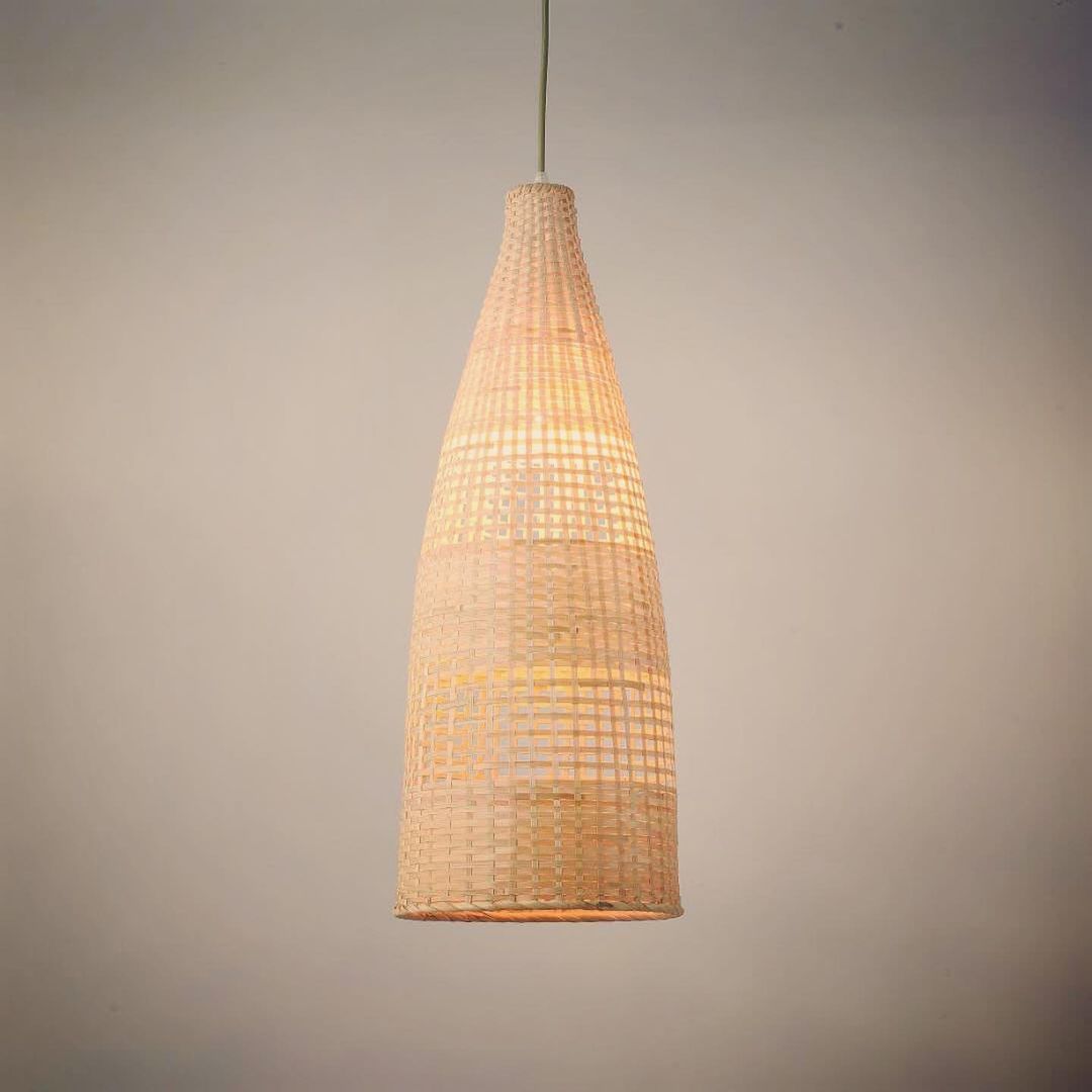 Rustic Pendant Light with Woven Bamboo Design