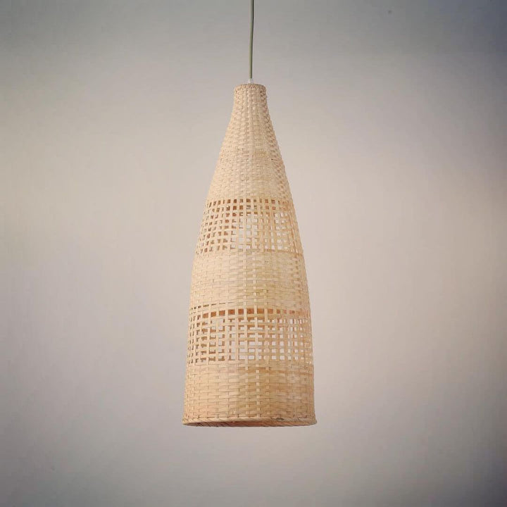 Rustic Pendant Light with Woven Bamboo Design