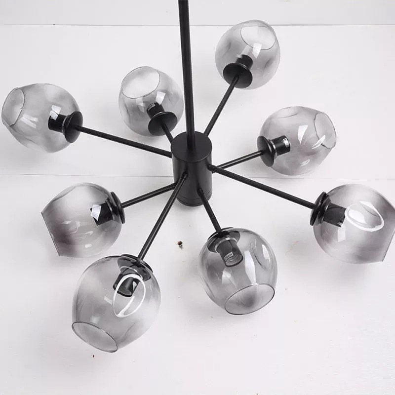 Modern Starburst Ceiling Light with Smoky Glass Globes