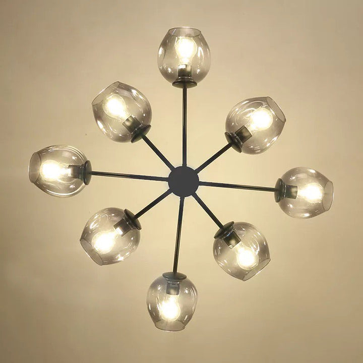 Modern Starburst Ceiling Light with Smoky Glass Globes