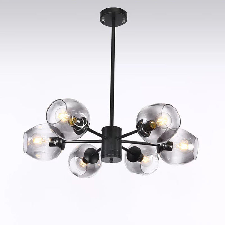 Modern Starburst Ceiling Light with Smoky Glass Globes