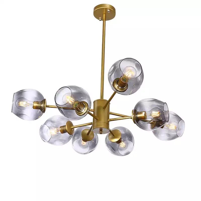 Modern Starburst Ceiling Light with Smoky Glass Globes