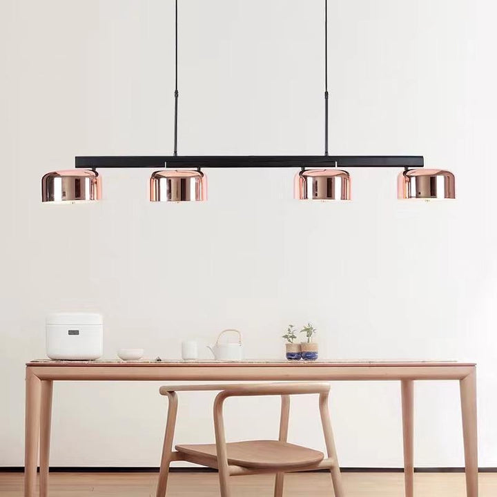 Modern Linear Pendant Light with Copper Shades