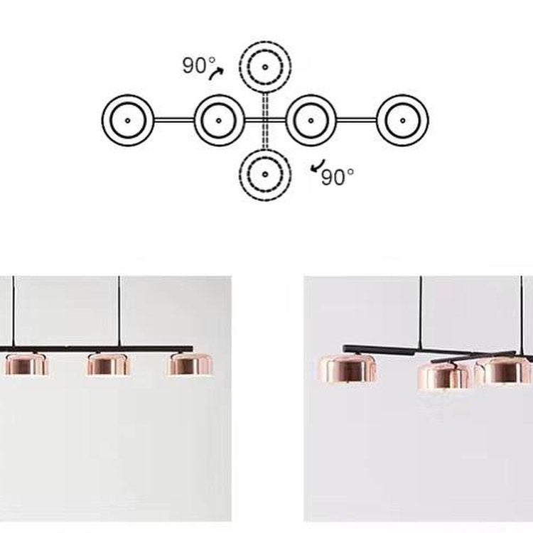 Modern Linear Pendant Light with Copper Shades