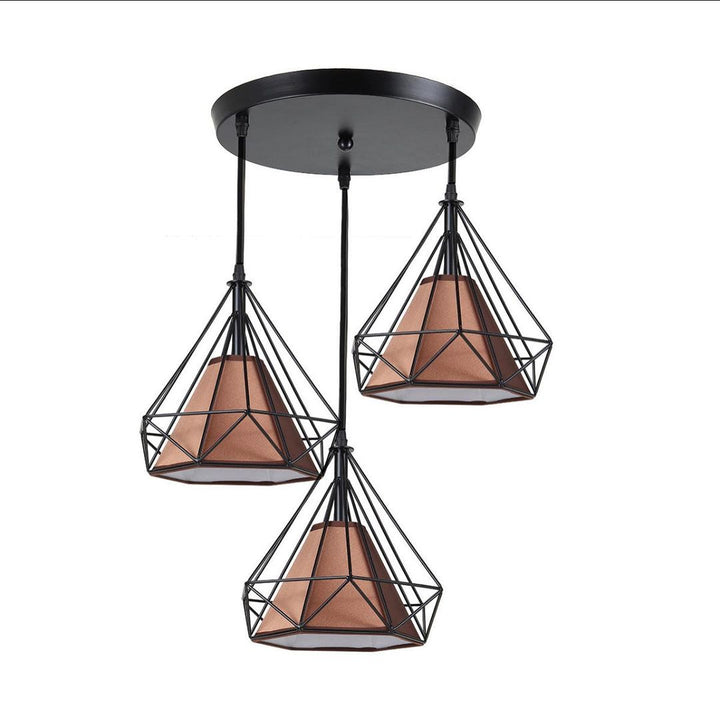 Modern Pendant Light Set with Red Geometric Shades