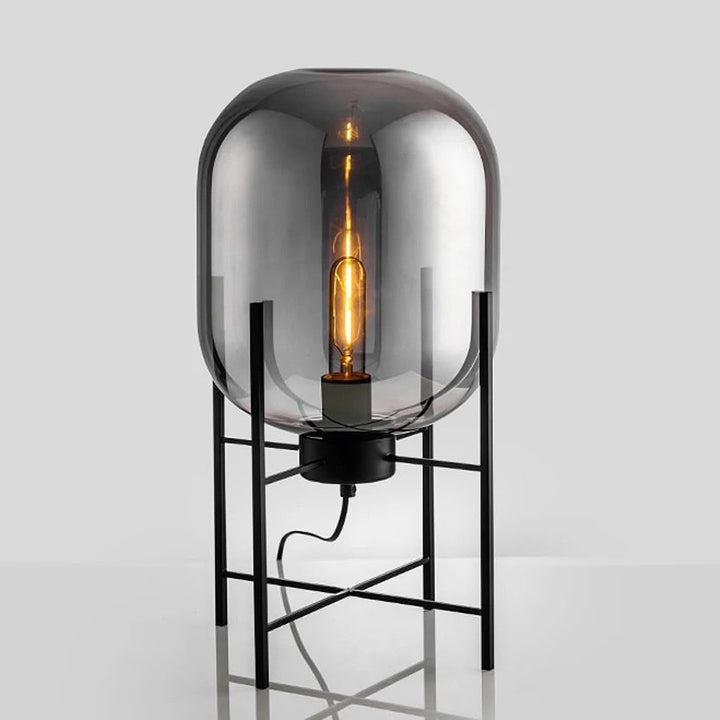 Modern Table Lamp with Smoky Glass Shade