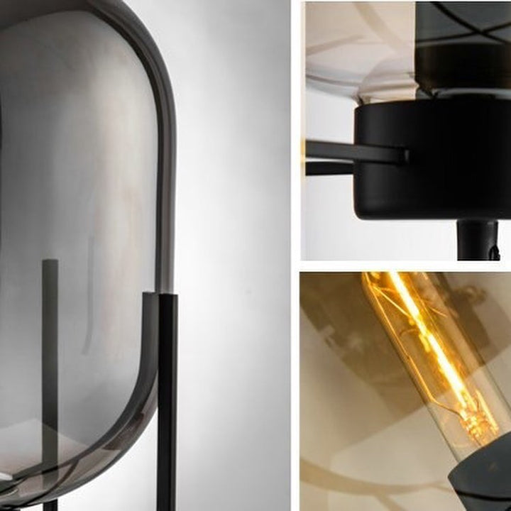 Modern Table Lamp with Smoky Glass Shade