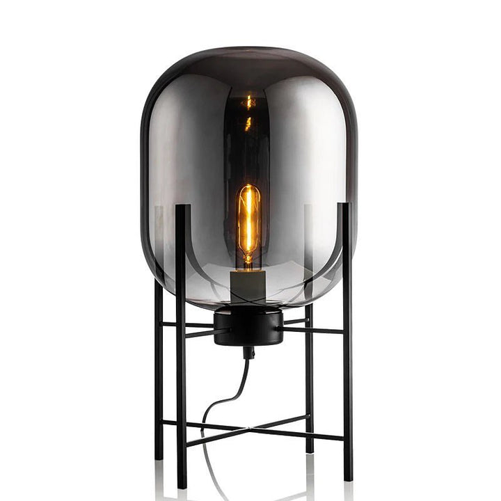 Modern Table Lamp with Smoky Glass Shade