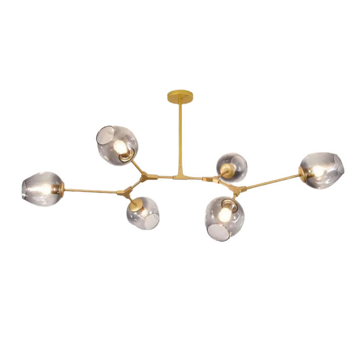 Modern Branch-Style Ceiling Light with Smoky Glass Globes