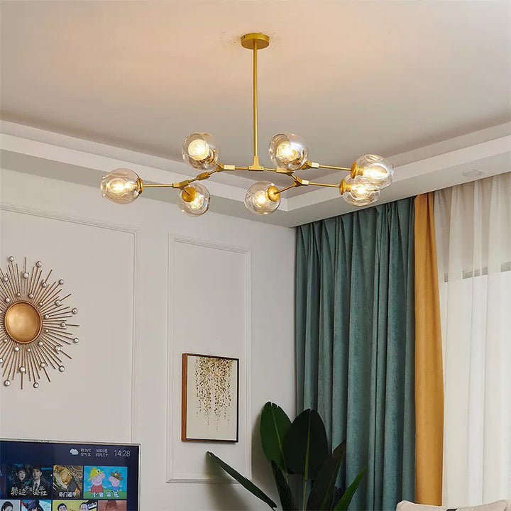 Modern Branch-Style Ceiling Light with Smoky Glass Globes