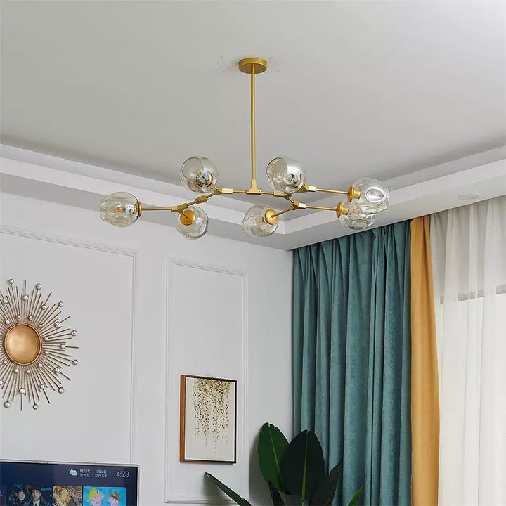 Modern Branch-Style Ceiling Light with Smoky Glass Globes