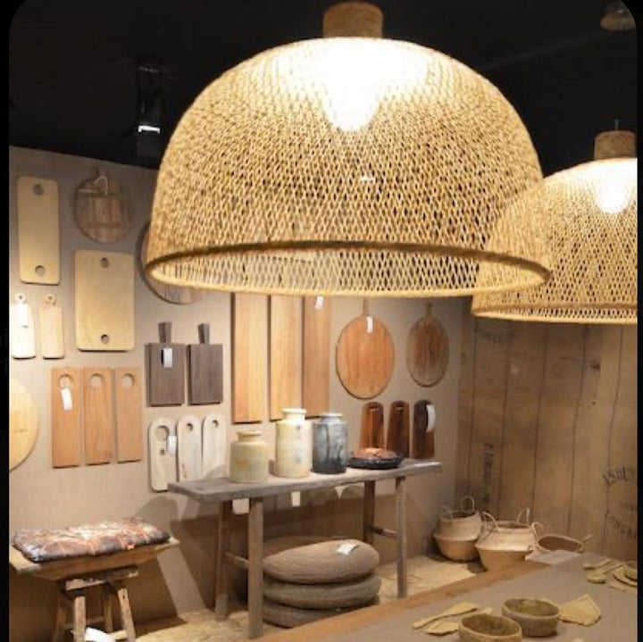 Woven Rattan Dome Pendant Light