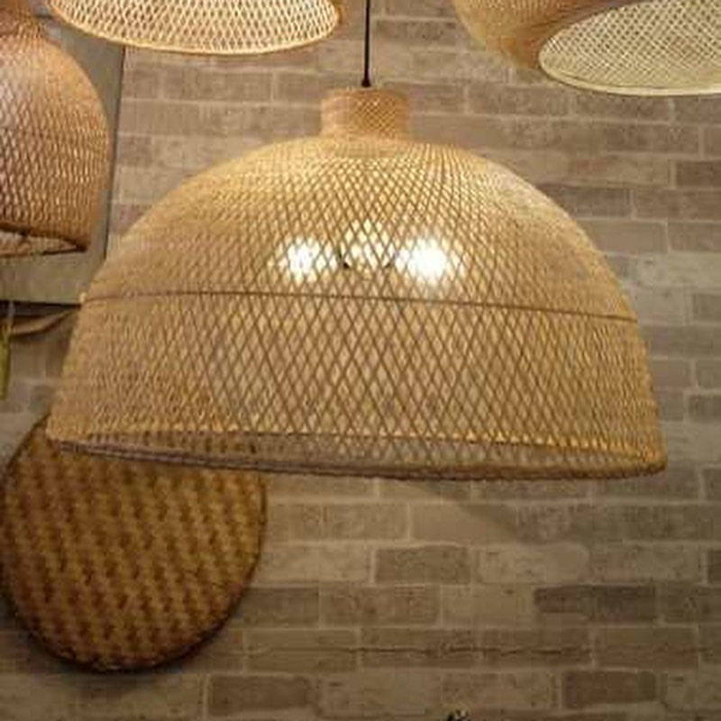 Woven Rattan Dome Pendant Light