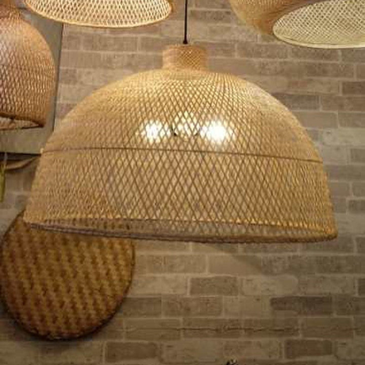 Woven Rattan Dome Pendant Light