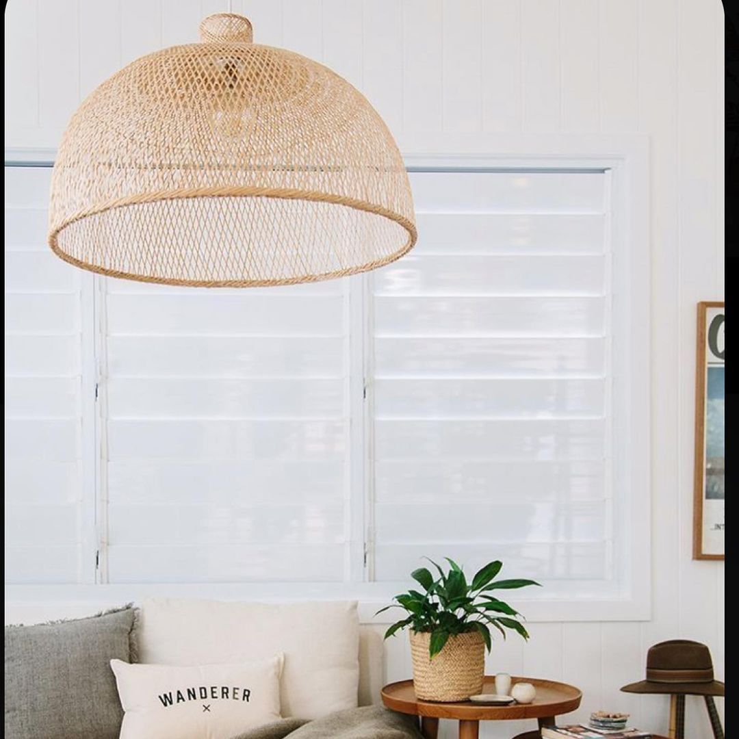 Woven Rattan Dome Pendant Light
