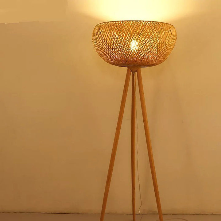 Rustic Woven Floor Lamp with Natural Materials