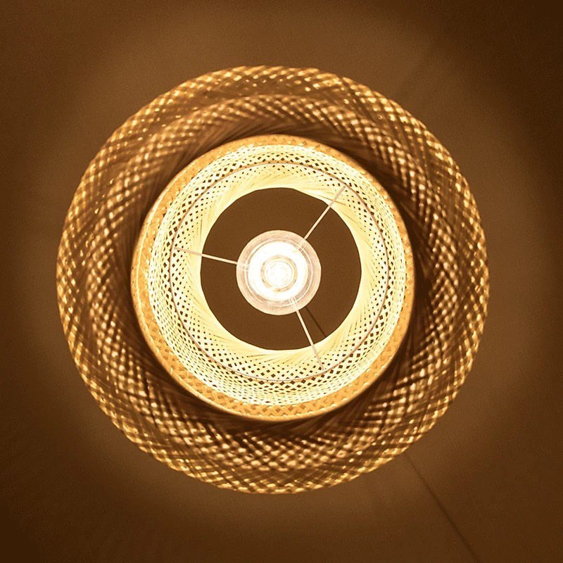 Natural Woven Pendant Light - Double Layered Design