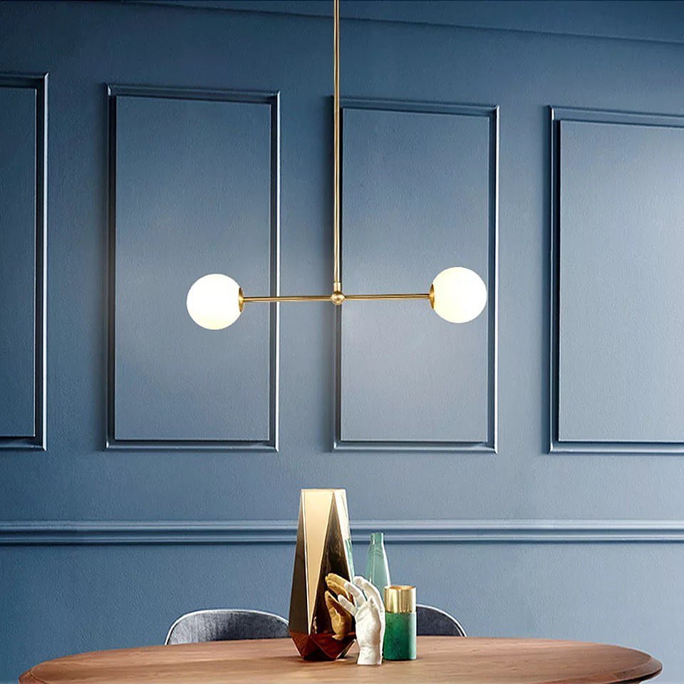 Modern Gold Pendant Light with White Globe Shades