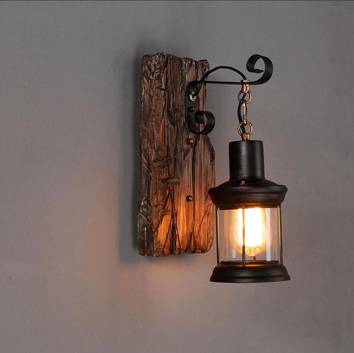 Rustic Wall Sconce with Lantern Design