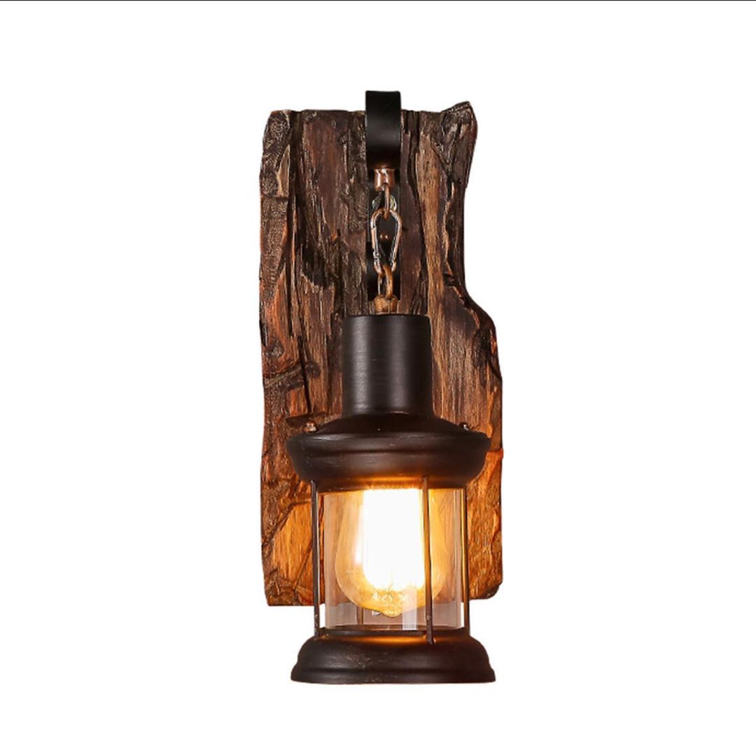 Rustic Wall Sconce with Lantern Design