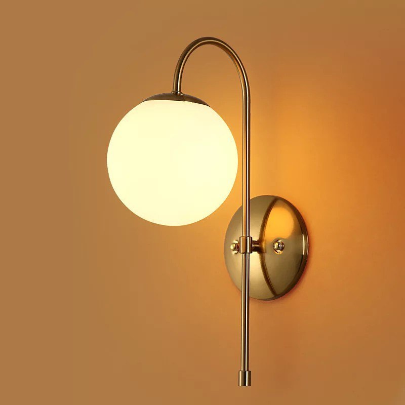 Modern Wall Sconce with Gold Finish and Globe Shade