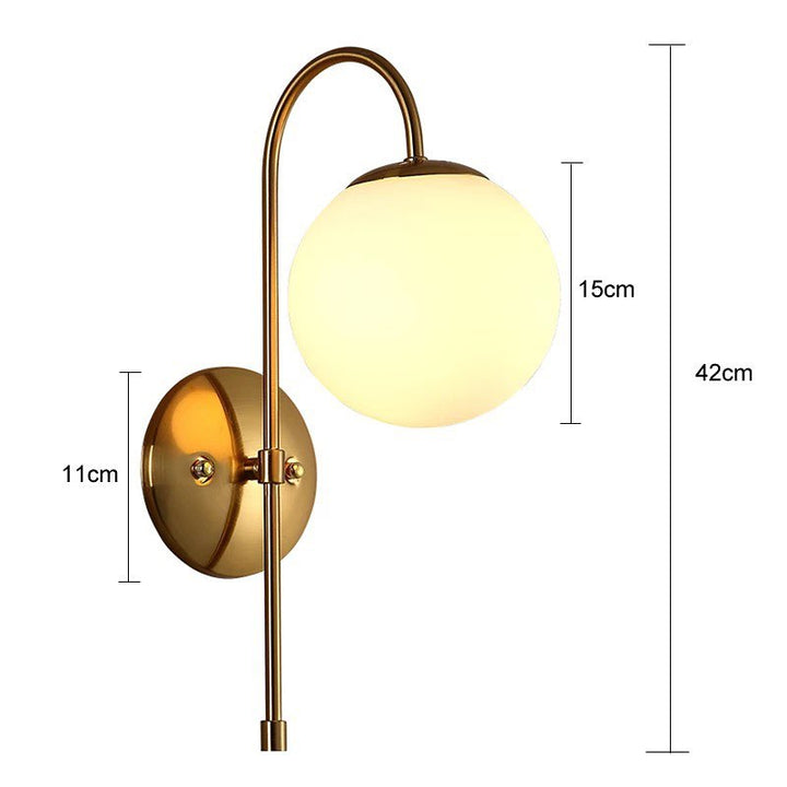 Modern Wall Sconce with Gold Finish and Globe Shade