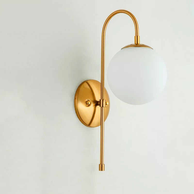 Modern Wall Sconce with Gold Finish and Globe Shade