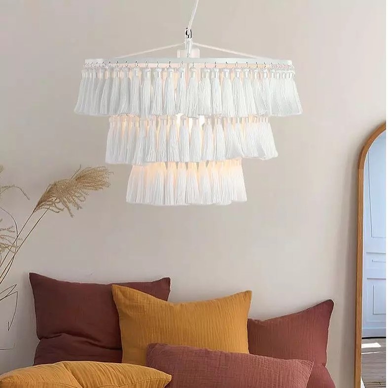 Fringed Chandelier with Layered Design