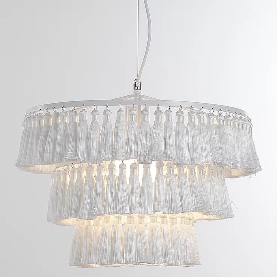 Fringed Chandelier with Layered Design
