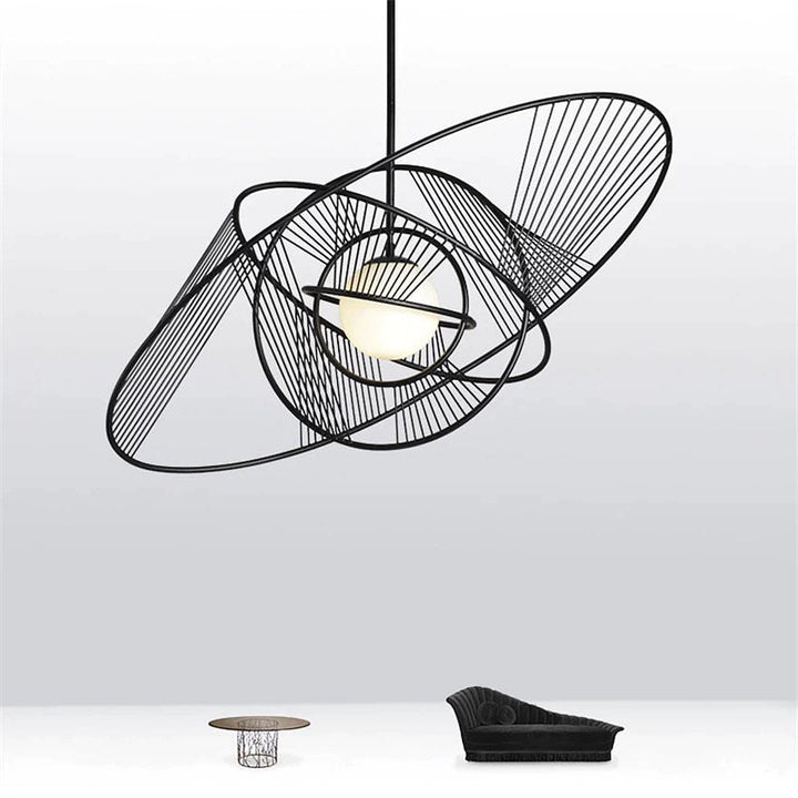 Modern Artistic Black Wireframe Pendant Light